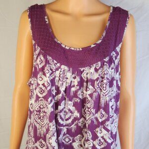 Style & Co, tank, top, embroidered neckline, purple, size 2X, BOHO